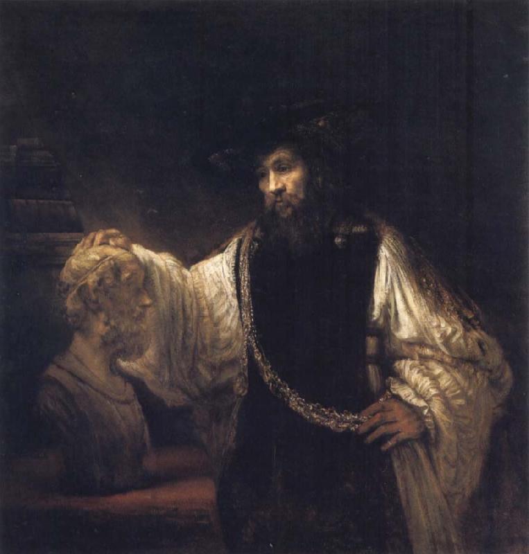 REMBRANDT Harmenszoon van Rijn Aristotle Contemplation a Bust of Homer oil painting image
